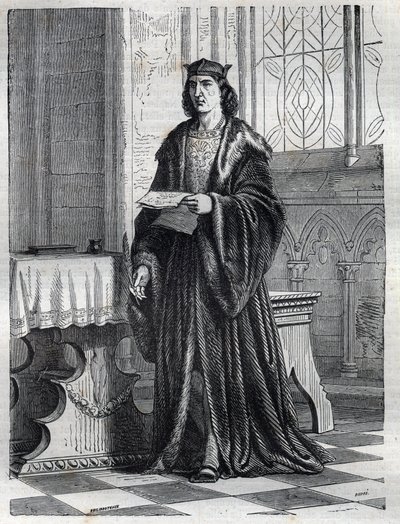 Portret kardynała Pietro Caraffy lub Caraffy lub Jana Piotra Caraffy przyszłego papieża Pawła IV (Paolo IV 1476-1559) Rycina w „”Historii papieży (...) Zbrodnie królowej króla i cesarzy na przestrzeni wieków” autorstwa Maurice Lachatre autorstwa French School