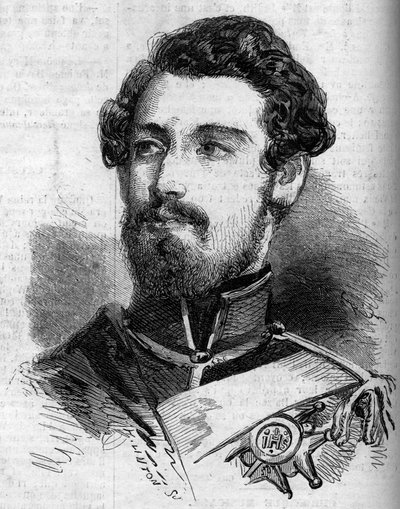 Portret Karola (Karla) XV (1826-1872), króla Szwecji i Norwegii. Grawer w „” le Monde Illustrous”” nr 119 z 23 lipca 1859. autorstwa French School