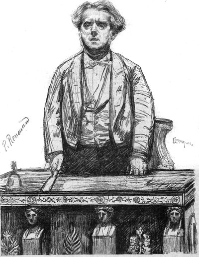 Portret Charlesa Floqueta (1828-1896), francuskiego prawnika i polityka. Grawer w „La gazette du dimanche” z 16 stycznia autorstwa French School
