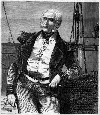 Portret Charlesa Napiera (1786-1860), szkockiego admirała i polityka. Grawer w „”Le Monde Illustré””n°188 z 17 listopada 1860 r. autorstwa French School