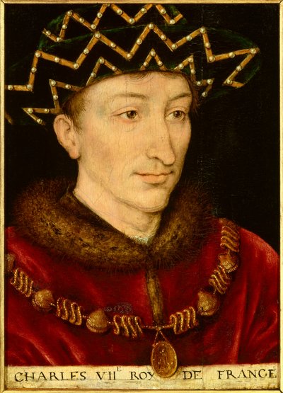 Portret Karola VII (1403-1461) króla Francji. Malarstwo szkoły francuskiej autorstwa French School
