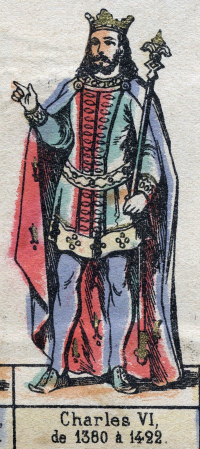Portret Karola VI z Francji, znanego jako Karol Dobrego Aime (1368-1422) (dynastia Kapetów). Ilustracja z końca XIX wieku. autorstwa French School