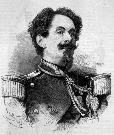 Portret Charlesa Victora Frebaulta (generała Frebaulta) (1813-1888), gubernatora Gwadelupy. Grawer w „Le Monde Illustré” nr 148 z 11 lutego 1860 r. autorstwa French School