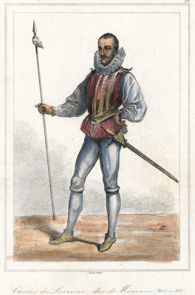 Portret Karola de Lorraine, księcia Mayenne (1554 - 1611), księcia francuskiego. Po Henryku, księciu Guise, stał na czele Ligi (1589). autorstwa French School
