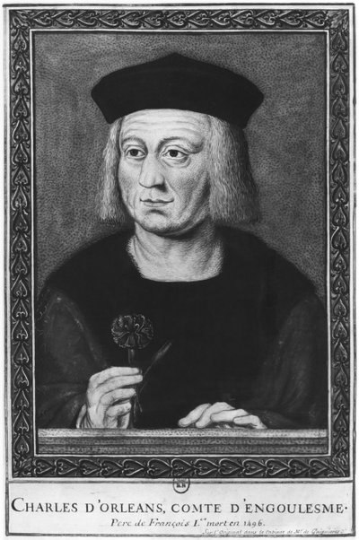 Portret Karola Orleańskiego, hrabiego Angouleme, wg oryginału z kolekcji Roger de Gaignieres (wc na papierze) autorstwa French School