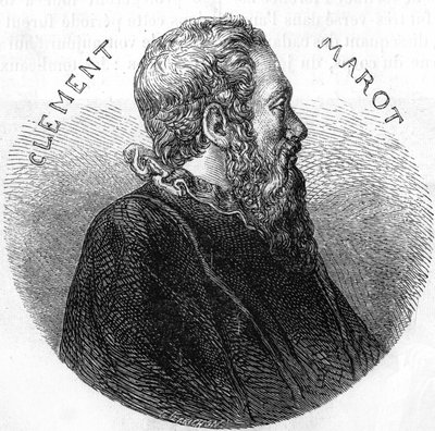 Portret Klemensa des Marets dit Marot (1496-1544), poety. W „”Popularnej historii Francji””, bd. ok. 1885 r. Grawerowanie. autorstwa French School