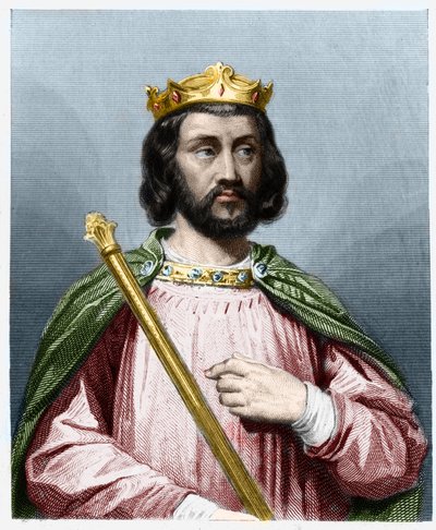 Portret Clotaire (Clothaire) III (652 - 673), króla Neustrii i Burgundii - w „Histoire des Francais” Lavallee, rycina, sd. autorstwa French School