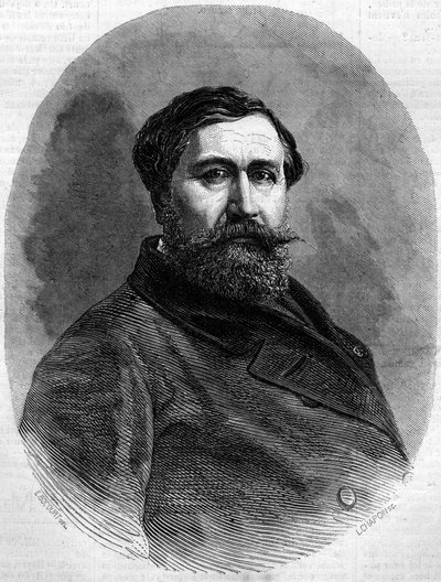 Portret hrabiego Alfreda Emiliena de Nieuwerkerke (1811-1892), francuskiego rzeźbiarza i wysokiego urzędnika. Grawer w „”Le Monde Illustré””n°212 z dnia 4 maja 1861 r. autorstwa French School