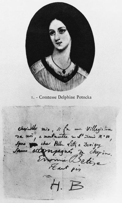 Portret hrabiny Delphine Potockiej, list Hectora Berlioza do Fryderyka Chopina autorstwa French School