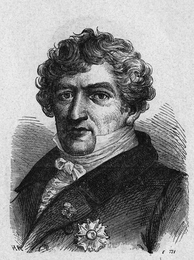 Portret Cuviera (1769-1832), francuskiego zoologa i paleontologa - w „Album de la Science; wybitni naukowcy; Wielkie odkrycia”” 1896. autorstwa French School