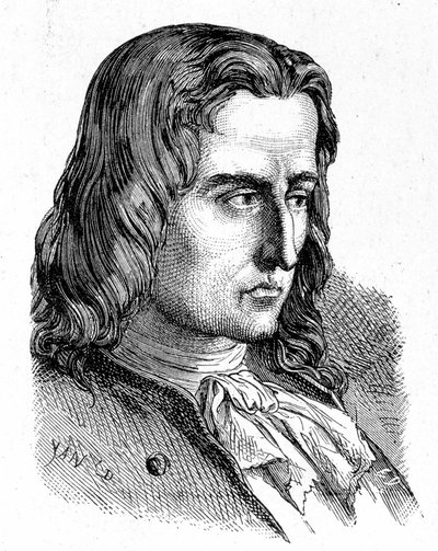 Portret Denisa Papina (1647 - 1714) - w „Albumie nauki”; wybitni uczeni; Wielkie odkrycia”” 1896. autorstwa French School