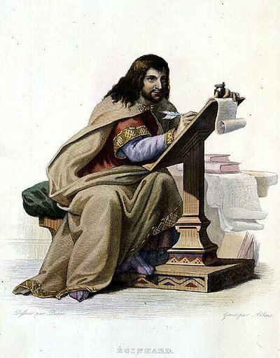 Portret Eginharda (Einhard, Einhart, Einard, 775-840), felietonista frank - w „” Le Plutarque francais ””, red. Mennechet autorstwa French School