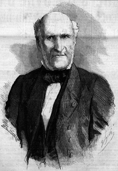 Portret Eliego księcia dekazy i Glucksberga (1780 - 1860), francuskiego prawnika i polityka. Grawer w „Le Monde Illustré” nr 186 z 3 listopada 1860 r. autorstwa French School