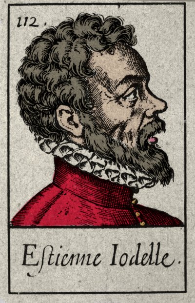 Portret Etienne Jodelle (1532-1573), francuskiego poety członka ruchu Pleiade. Rycina XIX wieku. autorstwa French School
