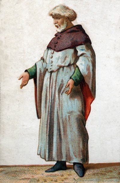 Portret Eustachego de Saint Peter, najbardziej znanego z sześciu mieszczan z Calais. Chromolitografia z końca XIX wieku. autorstwa French School