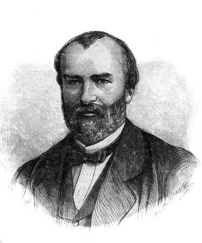 Portret Francois-Saturnina-Leonide Babaud-Laribiere (Francois Saturnin Leonide Babaud Laribiere) (1819-1873) Francuski polityk i makon - Grawerowanie z 1870 r. autorstwa French School