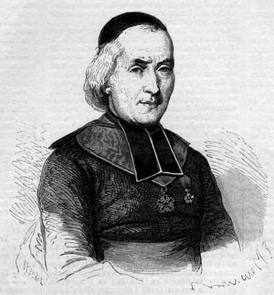 Portret Francois Joseph Le Brotier (1799-1885), biskup Montpellier. Grawerowanie w „” Świat Ilustrowany”” nr 237 z 26 października autorstwa French School