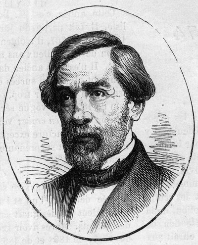 Portret Francois Jouffroy (1806-1882), francuskiego rzeźbiarza. Grawer w „”Le Monde Illustré””n°890 z dnia 2 maja 1874 r. autorstwa French School