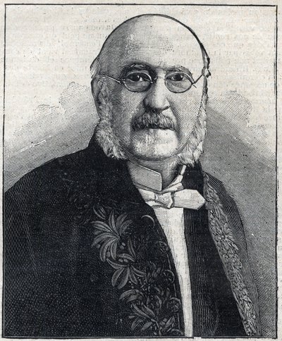 Portret Francois Jules Suisse dit Jules Simon (1814-1896), francuskiego filozofa i męża stanu, w „Le Petit Parisien”” autorstwa French School
