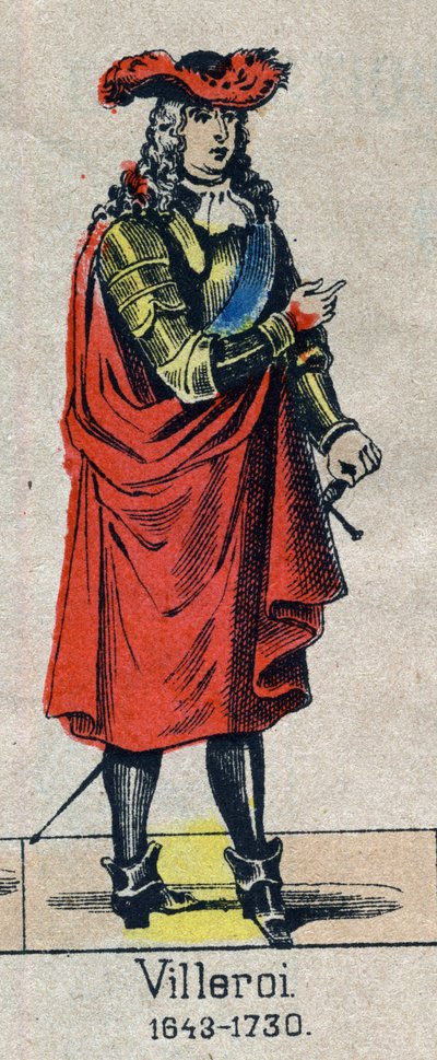 Portret Francois de Neufville, księcia Villeroi, Marechala Francji (1644-1730). Wizerunek Epinal z końca XIX wieku. autorstwa French School