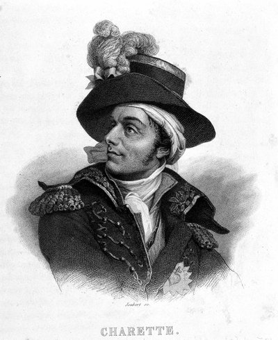 Portret François Athanase (Francois-Athanase) De Charette de la Contrie (1763 - 1796) - w „” Revolution francaise” Thiersa. 19 wiek autorstwa French School