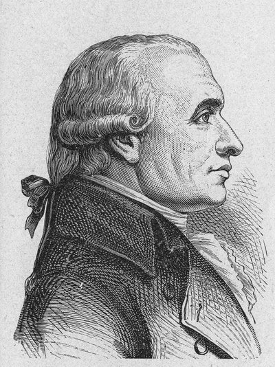 Portret Gasparda Monge, hrabiego Peluse (1746 - 1818), francuskiego matematyka - w „Album de la Science; wybitni naukowcy; Wielkie odkrycia”” 1896. autorstwa French School