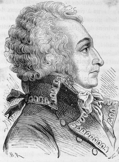 Portret generała Alexandre Viscount de Beauharnais (1760-1794), oskarżanego o złą obronę Moguncji w 1793 roku, został zgilotynowany - w „L