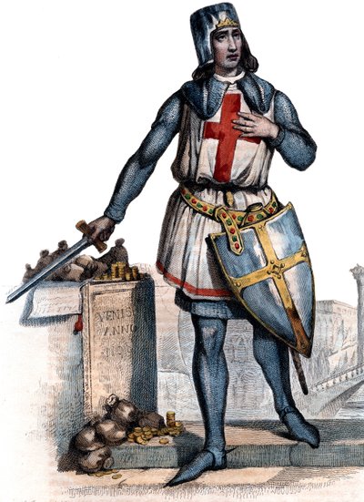 Portret Geoffreya z Villehardouin (1150-1228), francuskiego historyka i rycerza. autorstwa French School