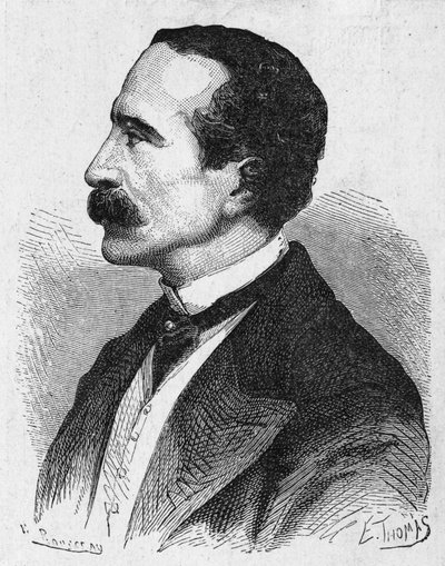 Portret Georgesa Bonelli, wynalazcy telegrafu typograficznego - w „Albumie Nauki”; wybitni uczeni; Wielkie odkrycia”” 1896. autorstwa French School