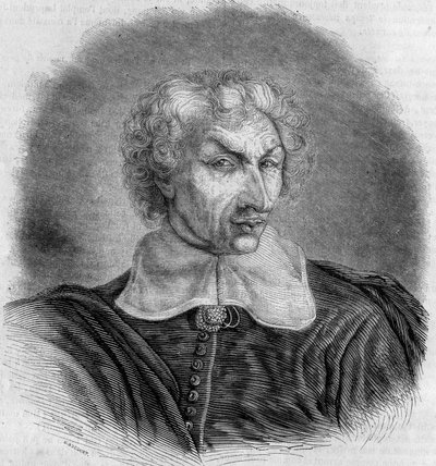 Portret Gui (Guy) Patina (1601-1672), francuskiego lekarza i pisarza. Grawer Bocour w „”Le Magasin malownicze”” autorstwa French School