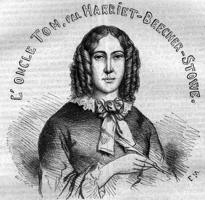Portret Harriet Beecher Stowe (1811-1896), amerykańskiej pisarki, autorki Chaty wuja Toma. Grawerowanie z 1852 roku. autorstwa French School