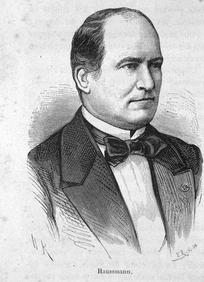 Portret Haussmanna (1809 - 1891) francuskiego polityka - w „Historii Francji” Henri Martin autorstwa French School