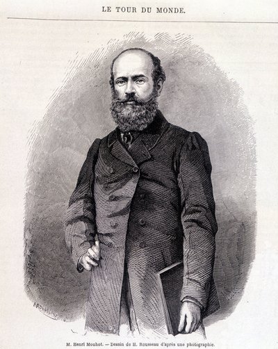 Portret Henriego Mouhota - w „Tour du Monde”, sem. 1863 autorstwa French School