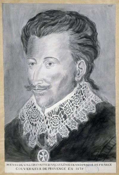 Portret Henri de Valois, hrabiego Angouleme, wielkiego przeora Francji, gubernatora Prowansji w 1579 autorstwa French School