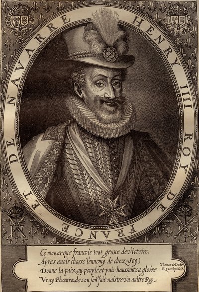 Portret Henryka IV (1553-1610) Król Francji - Portret Henryka IV (1553-1610) Król Francji - rycina XVII wiek autorstwa French School
