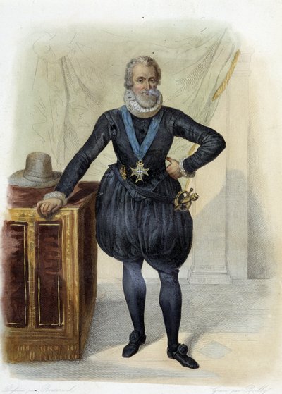 Portret Henryka IV, króla Francji (1553-1610) - w „Le Plutarque francais”, red. Mennechet autorstwa French School