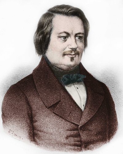 Portret Honore de Balzac (1799-1850), francuskiego powieściopisarza. autorstwa French School