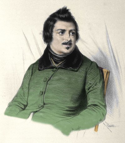 Portret Honore de Balzac (1799-1850), francuskiego pisarza. autorstwa French School