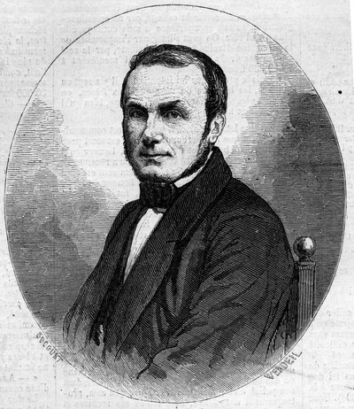 Portret Isidore Geoffroy Saint Hilaire Saint Hilaire (Saint-Hilaire) (1805-1861), francuski zoolog, syn Etienne Geoffroy Saint-Hilaire. Grawerowanie w „” Świat Ilustrowany”” nr 241 z 23 listopada autorstwa French School