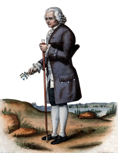Portret Jean-Jacques Rousseau (1712-1778), szwajcarskiego filozofa. autorstwa French School