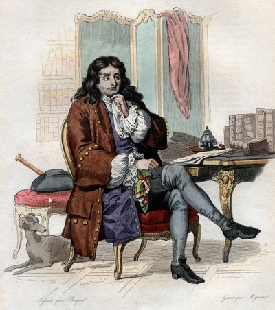 Portret Jeana de La Fontaine (Lafontaine) (1621-1695), francuskiego bajkopisarza i poety. autorstwa French School