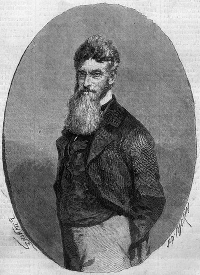 Portret Johna Browna (1800-1859), amerykańskiego działacza przeciw niewolnictwu. Grawer w „Le Monde Illustré” nr 140 z 17 grudnia 1859 r. autorstwa French School