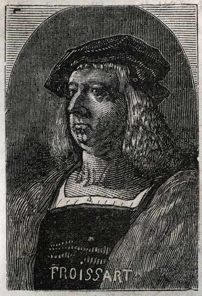 Portret Johna Froissarta (Jean Froissart) (1337-1404), francuskich kronikarzy średniowiecznej Francji - grawerowanie w „Histoire de France” Victora Duruya (1811-1894) - 1882 autorstwa French School