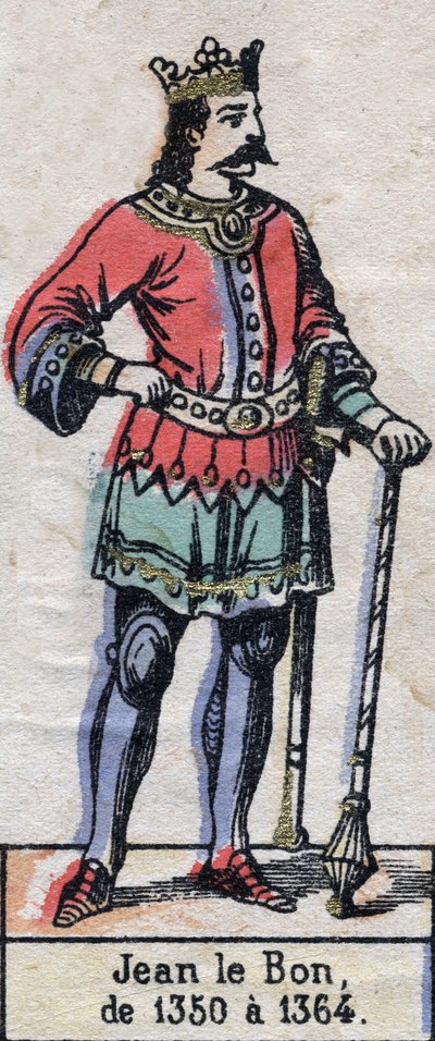 Portret Jana II z Francji, znanego jako Jan Dobry (1319-1364) (dynastia Kapetów). Ilustracja z końca XIX wieku. autorstwa French School