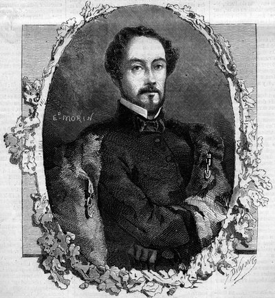 Portret Juana Prim y Pratsa, hrabiego Reuss (1814-1870), hiszpańskiego generała i polityka. Grawer w „”Le Monde Illustré””n°151 z 3 maja 1860 r. autorstwa French School