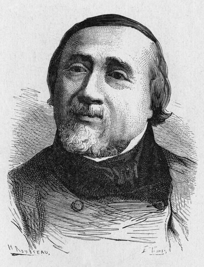 Portret Julesa Francois Dupuis Delcourt (1802-1864) (Jules-Francois Dupuis-Delcourt), francuskiego aeronauty - w „Album de la Science; wybitni naukowcy; Wielkie odkrycia”””” 1896. autorstwa French School