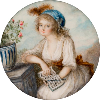 Portret Lady Lucy Byng 1. hrabiny Bradford, ok. 1790 (olej na kości słoniowej) autorstwa French School