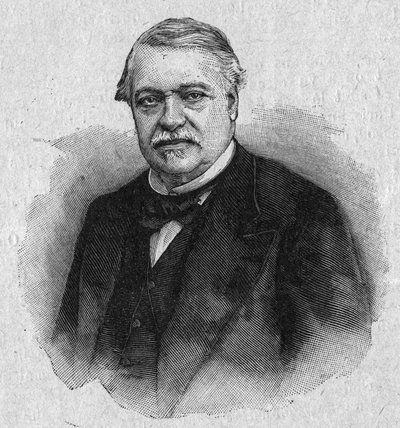 Portret Leona Saya (1826-1896), francuskiego ekonomisty i polityka. Grawer w „La gazette du dimanche” z 30 kwietnia autorstwa French School