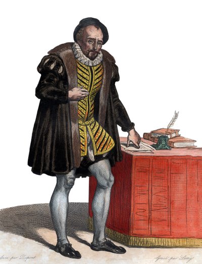 Portret lorda Michela Eyquema de Montaigne (1533-1592), francuskiego pisarza. autorstwa French School