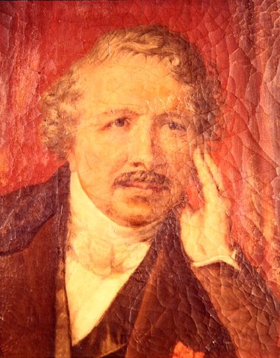 Portret Louis-Jacques Daguerre (1787-1851) (olej na płótnie) autorstwa French School
